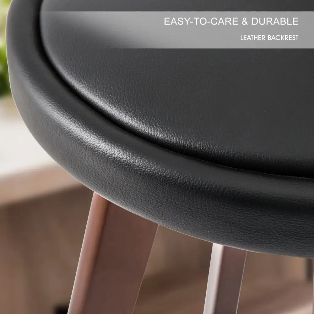 4X Wooden Bar Stool Dining Chair Leather LEILA 72cm BLACK BROWN - Furniture > Bar Stools & Chairs > Table & Bar Stools