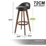 4X Wooden Bar Stool Dining Chair Leather LEILA 72cm BLACK BROWN - Furniture > Bar Stools & Chairs > Table & Bar Stools