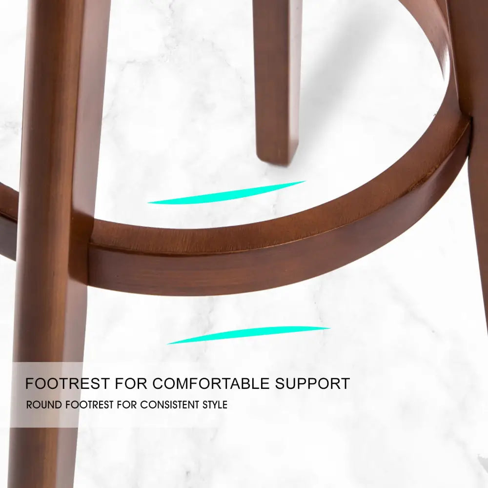 4X Wooden Bar Stool Dining Chair Leather LEILA 72cm BLACK BROWN - Furniture > Bar Stools & Chairs > Table & Bar Stools