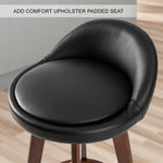 4X Wooden Bar Stool Dining Chair Leather LEILA 72cm BLACK BROWN - Furniture > Bar Stools & Chairs > Table & Bar Stools
