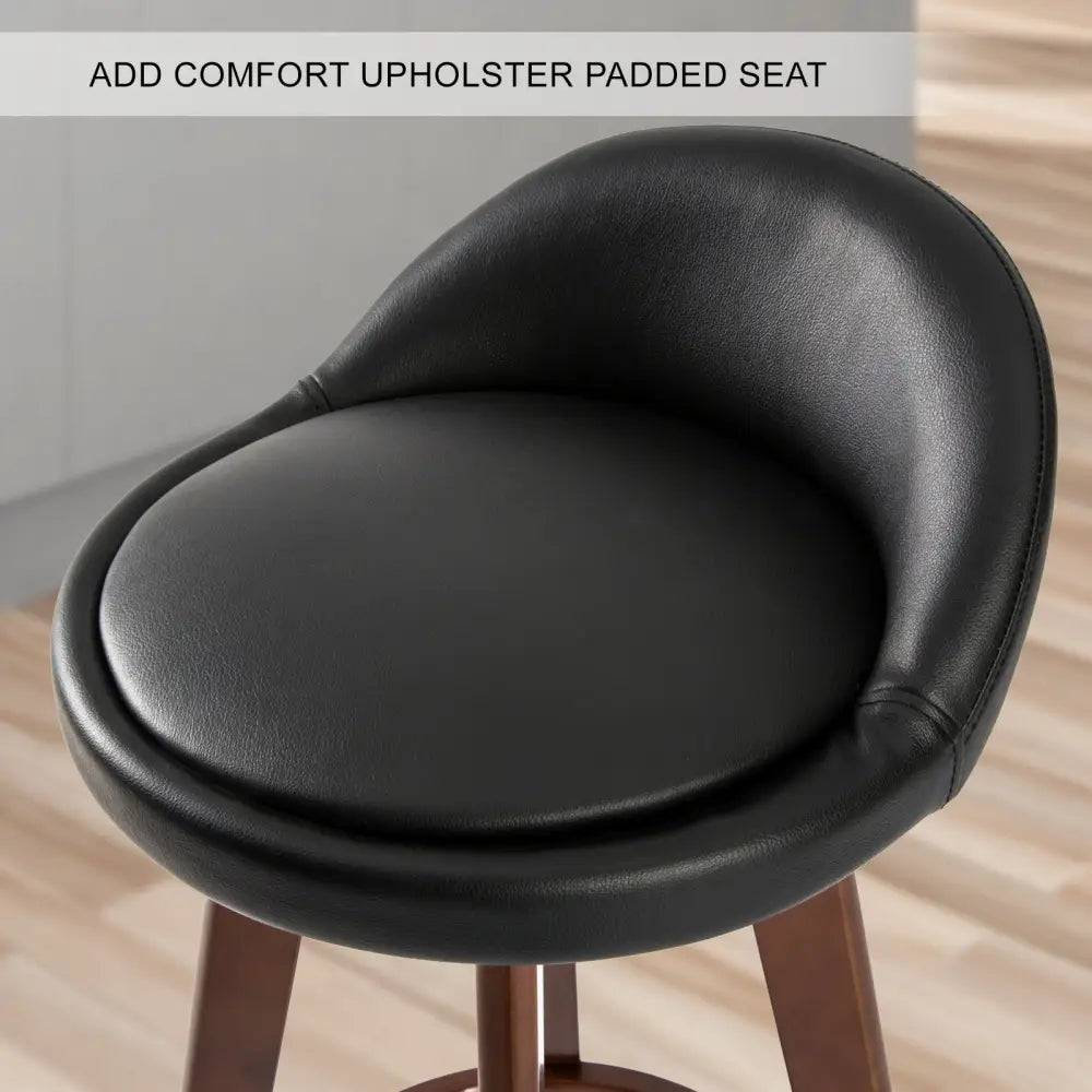 4X Wooden Bar Stool Dining Chair Leather LEILA 72cm BLACK BROWN - Furniture > Bar Stools & Chairs > Table & Bar Stools