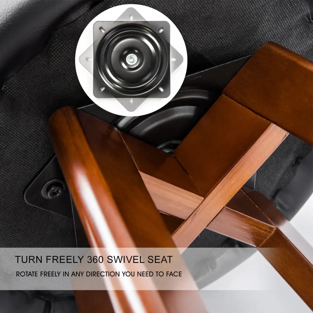 4X Wooden Bar Stool Dining Chair Leather LEILA 72cm BLACK BROWN - Furniture > Bar Stools & Chairs > Table & Bar Stools