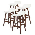 4X Wooden Bar Stool Dining Chair Leather SOPHIA 65cm WHITE BROWN - Furniture > Bar Stools & Chairs > Table & Bar Stools