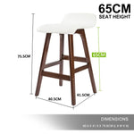 4X Wooden Bar Stool Dining Chair Leather SOPHIA 65cm WHITE BROWN - Furniture > Bar Stools & Chairs > Table & Bar Stools