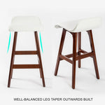 4X Wooden Bar Stool Dining Chair Leather SOPHIA 65cm WHITE BROWN - Furniture > Bar Stools & Chairs > Table & Bar Stools