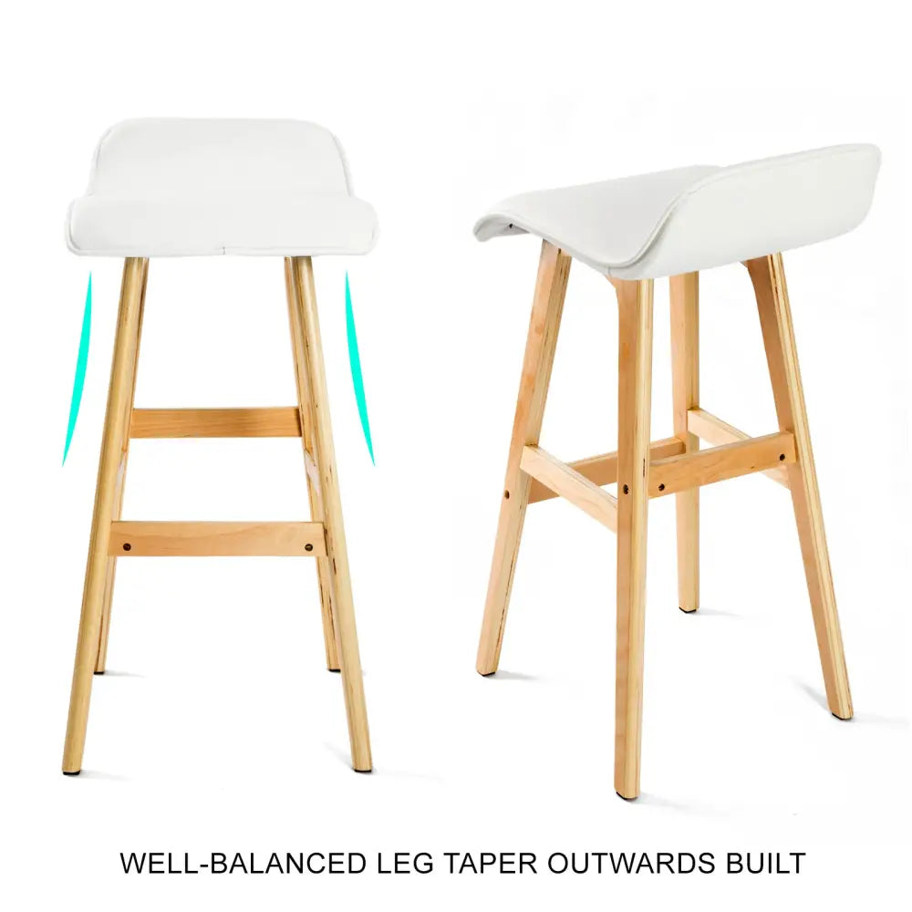 4X Wooden Bar Stool Dining Chair Leather SOPHIA 74cm WHITE - Furniture > Bar Stools & Chairs > Table & Bar Stools