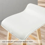 4X Wooden Bar Stool Dining Chair Leather SOPHIA 74cm WHITE - Furniture > Bar Stools & Chairs > Table & Bar Stools