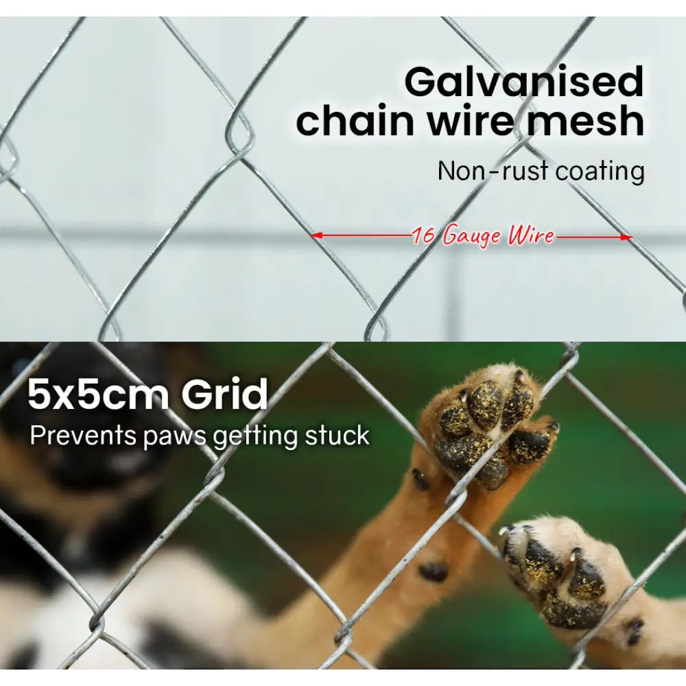 4x4m Dog Enclosure Kennel Large Chain DOgs Cat Cage Pet Animal Fencing Run Outdoor Fenced Playpen - Pet Care > Dog