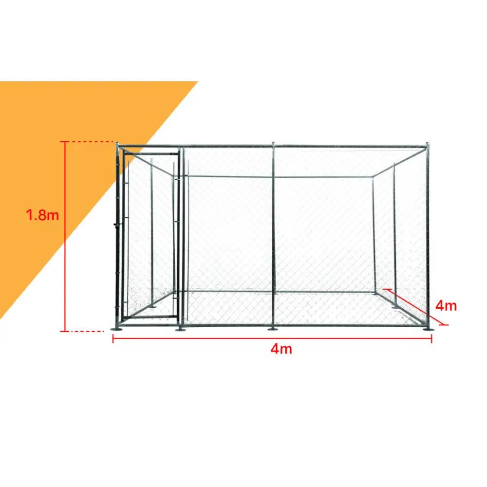 4x4m Dog Enclosure Kennel Large Chain DOgs Cat Cage Pet Animal Fencing Run Outdoor Fenced Playpen - Pet Care > Dog