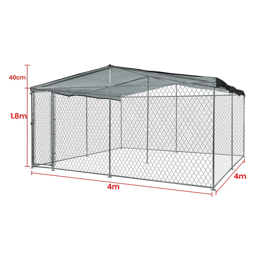 4x4m Dog Enclosure Kennel Large Chain Dogs Cat Cage Pet Animal Cover Shade Fencing Run Playpen - Pet Care > Dog