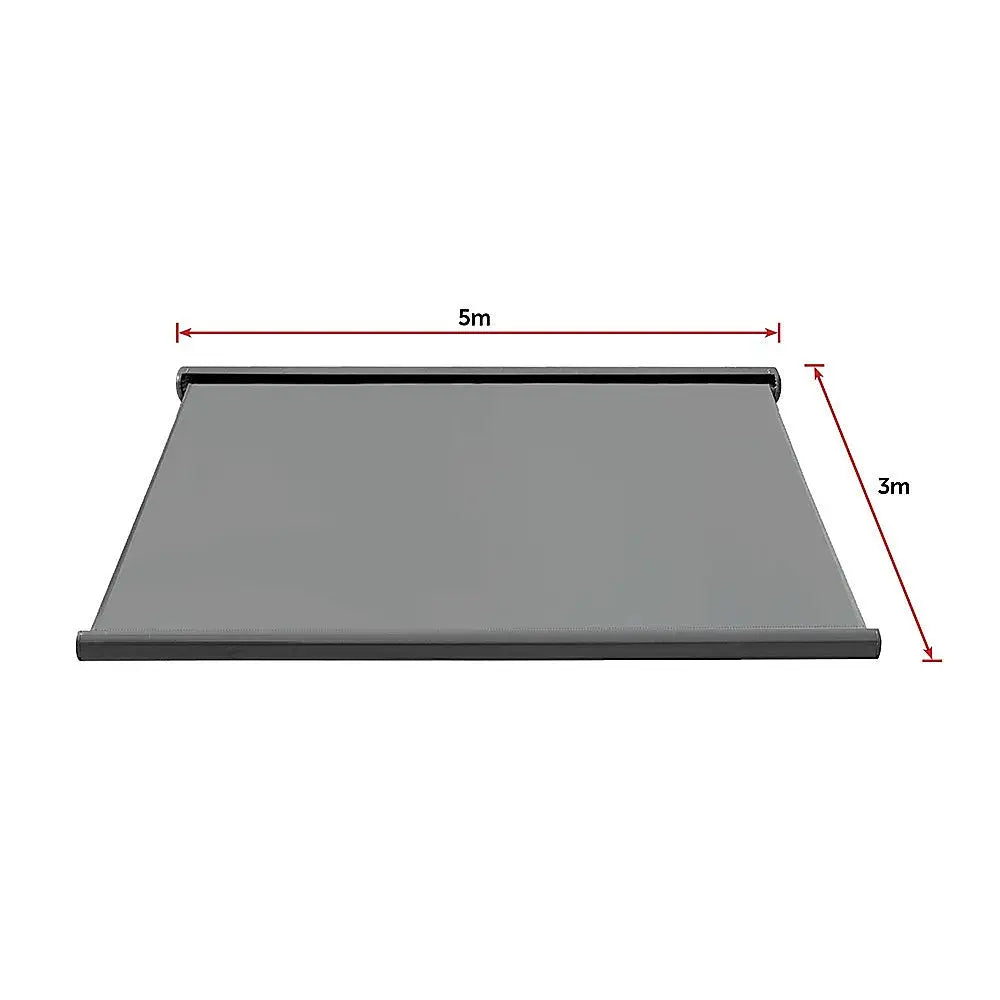 5.0m x 3.0m Retractable Folding Arm Awning Heavy Duty Full Cassette Motorised - Home & Garden > Shading