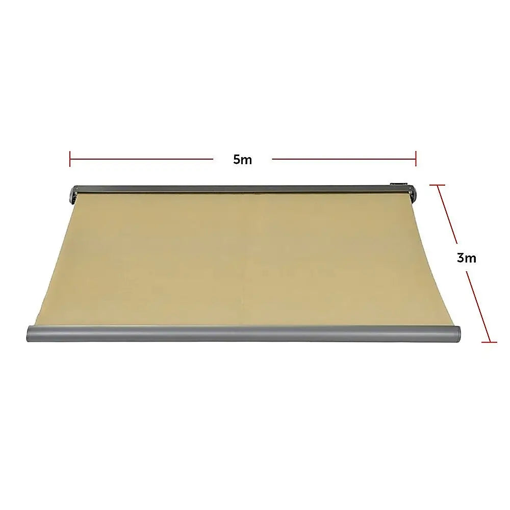 5.0m x 3.0m Retractable Folding Arm Awning Heavy Duty Full Cassette Motorised - Home & Garden > Shading