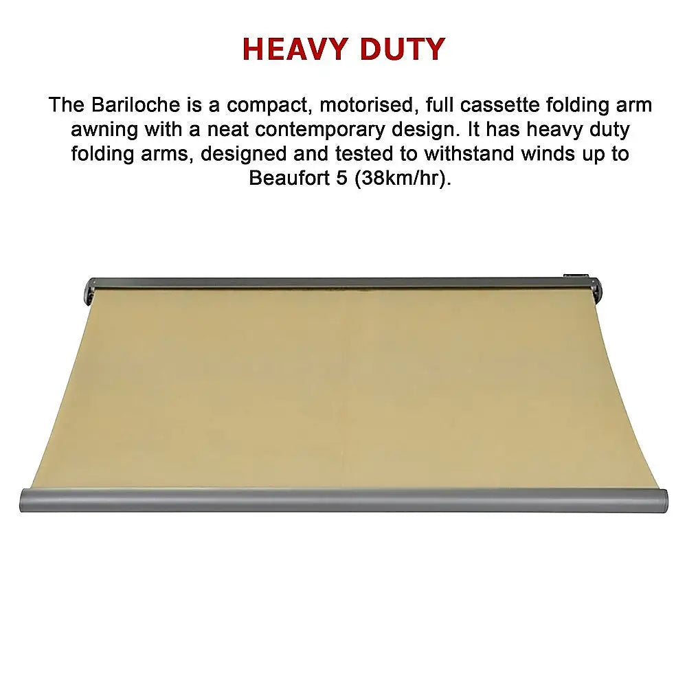 5.0m x 3.0m Retractable Folding Arm Awning Heavy Duty Full Cassette Motorised - Home & Garden > Shading