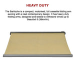 5.5m x 3.0m Retractable Folding Arm Awning Heavy Duty Full Cassette Motorised - Home & Garden > Shading