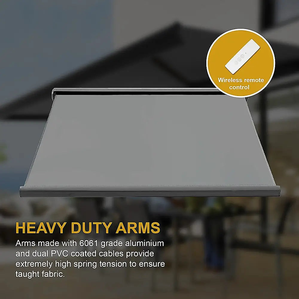 5.5m x 3.0m Retractable Folding Arm Awning Heavy Duty Full Cassette Motorised - Home & Garden > Shading