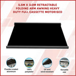 5.5m x 3.0m Retractable Folding Arm Awning Heavy Duty Full Cassette Motorised - Home & Garden > Shading