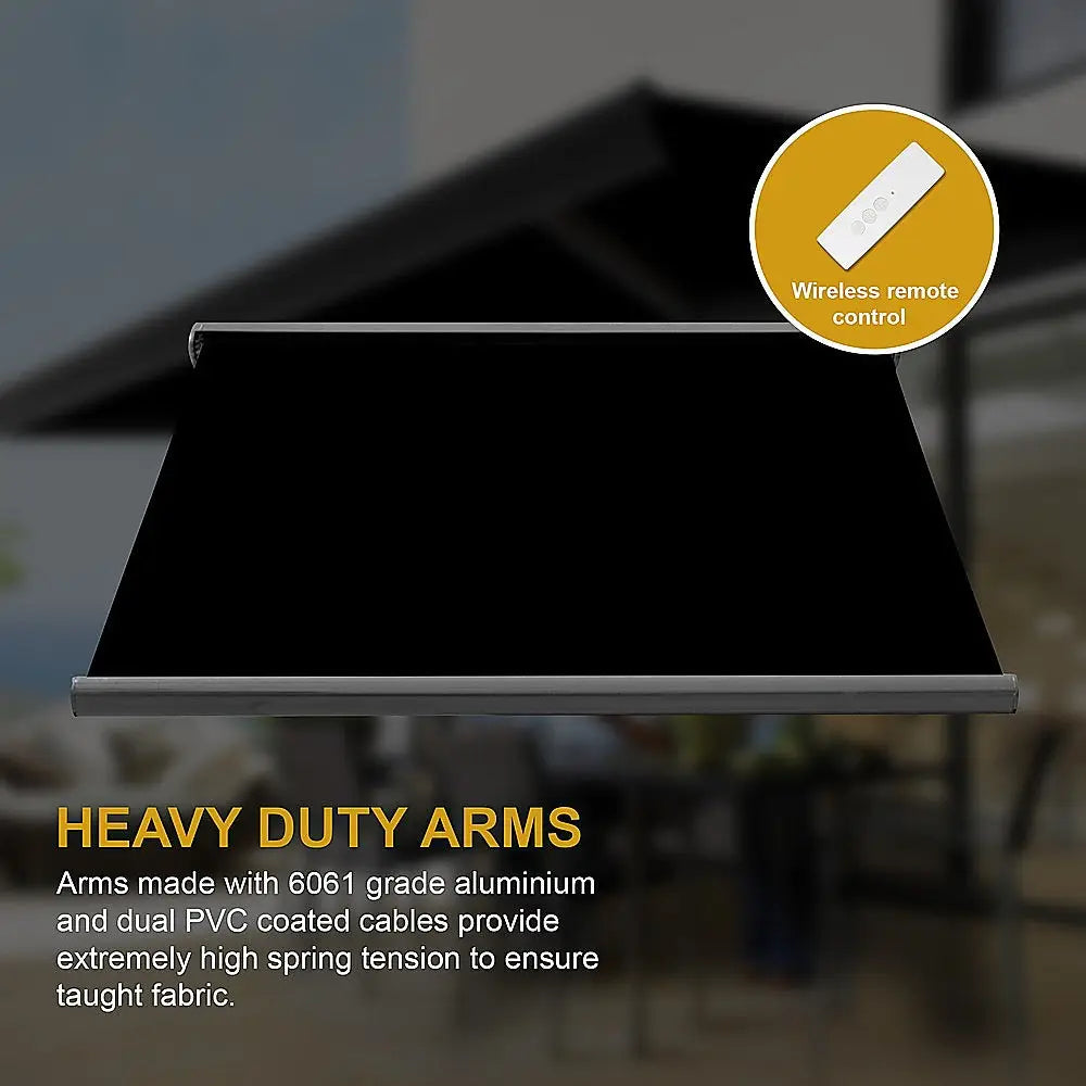 5.5m x 3.0m Retractable Folding Arm Awning Heavy Duty Full Cassette Motorised - Home & Garden > Shading