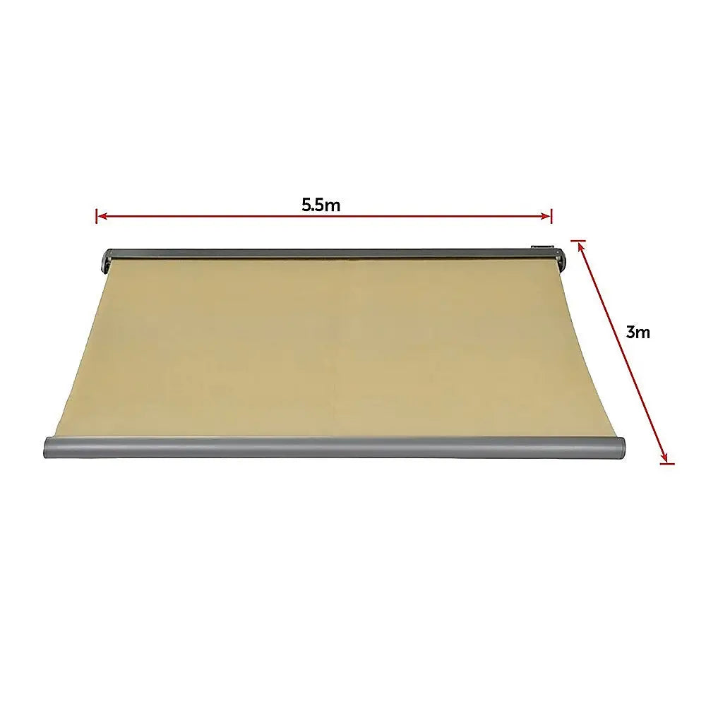 5.5m x 3.0m Retractable Folding Arm Awning Heavy Duty Full Cassette Motorised - Home & Garden > Shading