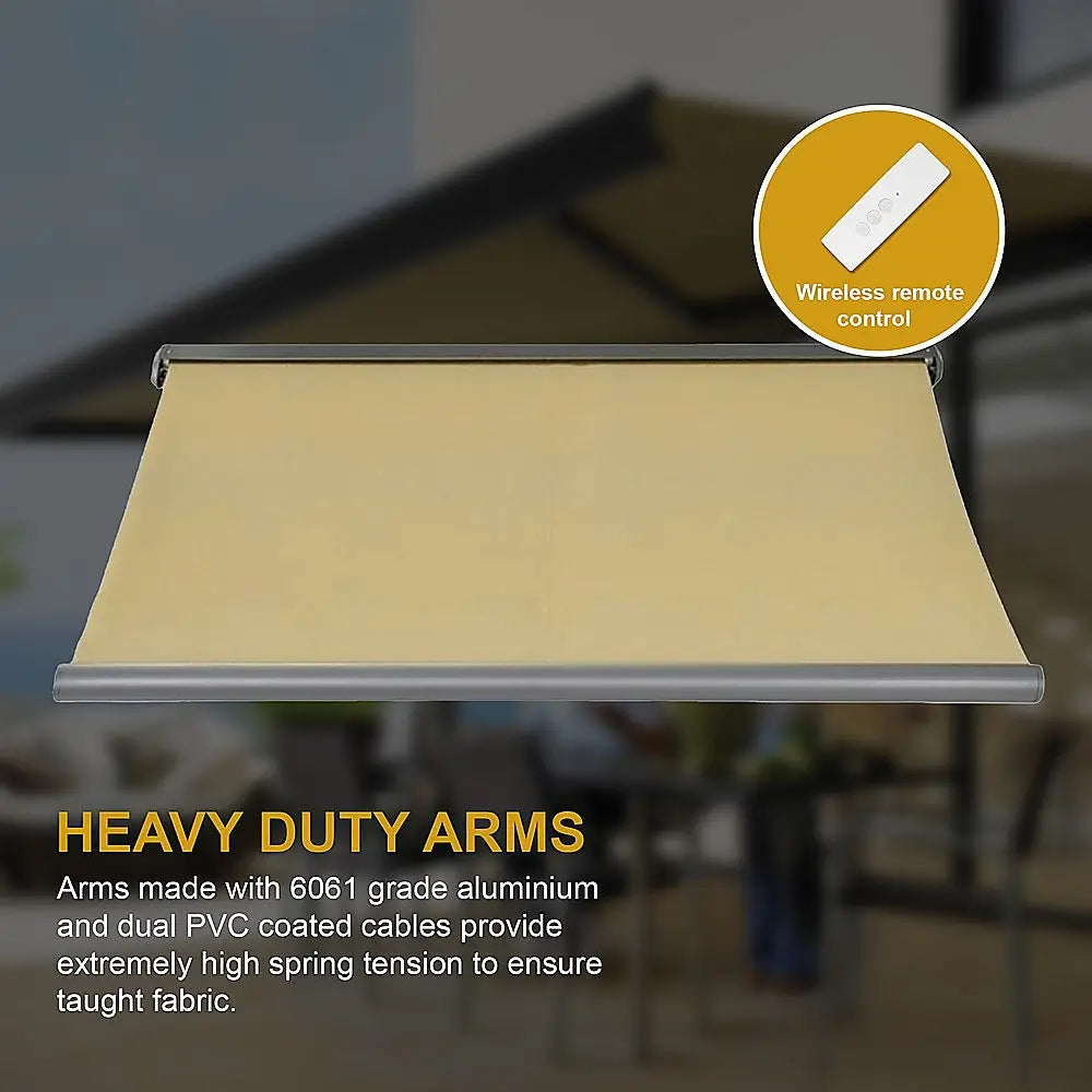 5.5m x 3.0m Retractable Folding Arm Awning Heavy Duty Full Cassette Motorised - Home & Garden > Shading