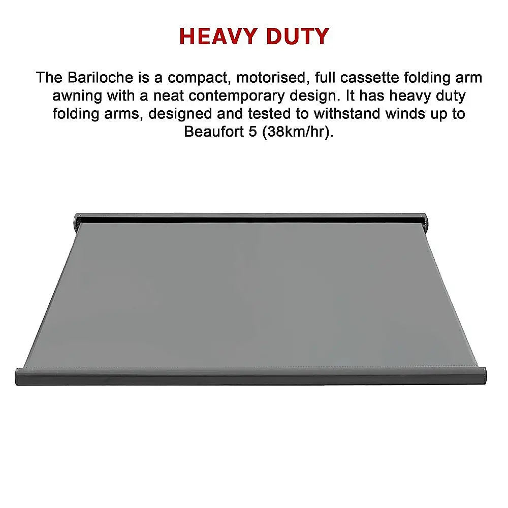 5.5m x 3.0m Retractable Folding Arm Awning Heavy Duty Full Cassette Motorised - Home & Garden > Shading
