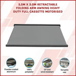 5.5m x 3.0m Retractable Folding Arm Awning Heavy Duty Full Cassette Motorised - Home & Garden > Shading