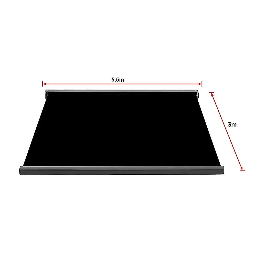 5.5m x 3.0m Retractable Folding Arm Awning Heavy Duty Full Cassette Motorised - Home & Garden > Shading