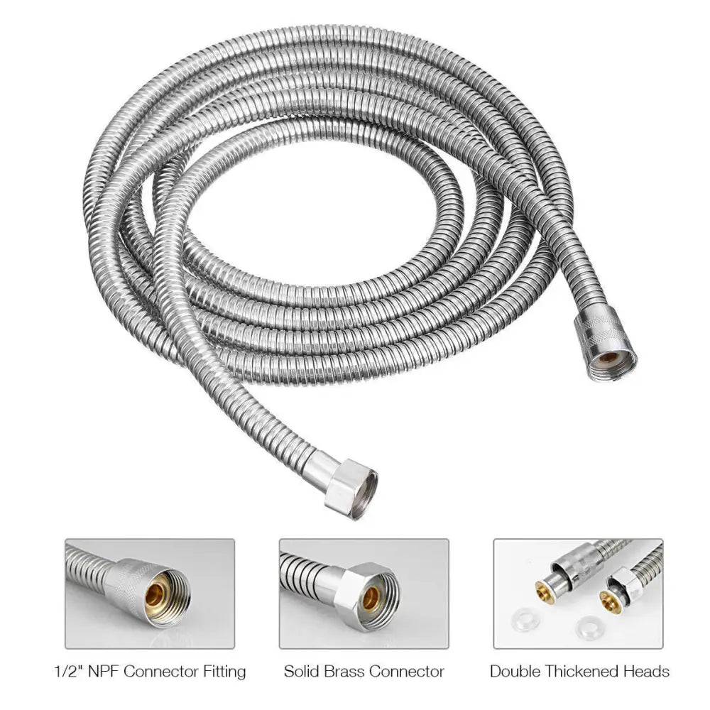 5 FT Handheld Shower Head Hose 1.5m Bathroom Stainless Steel Shower Water Tube - Home & Garden > Bathroom Accessories >