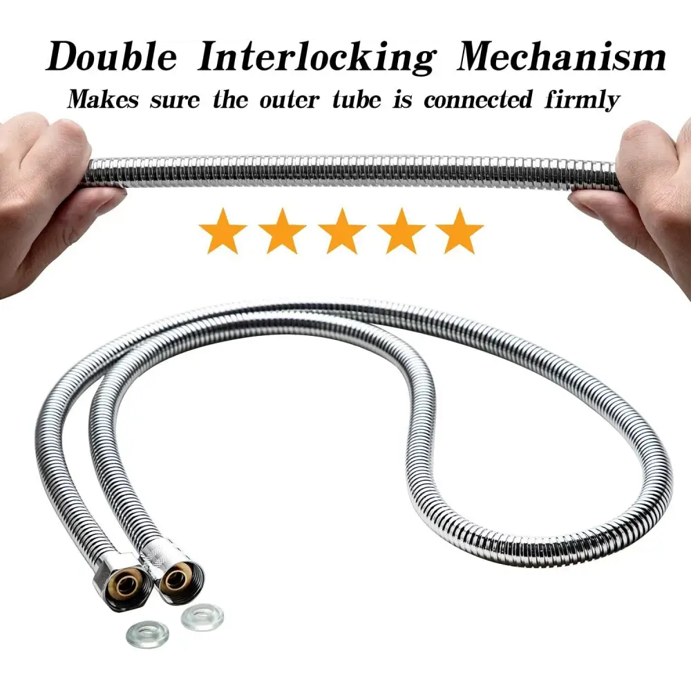 5 FT Handheld Shower Head Hose 1.5m Bathroom Stainless Steel Shower Water Tube - Home & Garden > Bathroom Accessories >