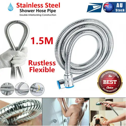 5 FT Handheld Shower Head Hose 1.5m Bathroom Stainless Steel Shower Water Tube - Home & Garden > Bathroom Accessories >