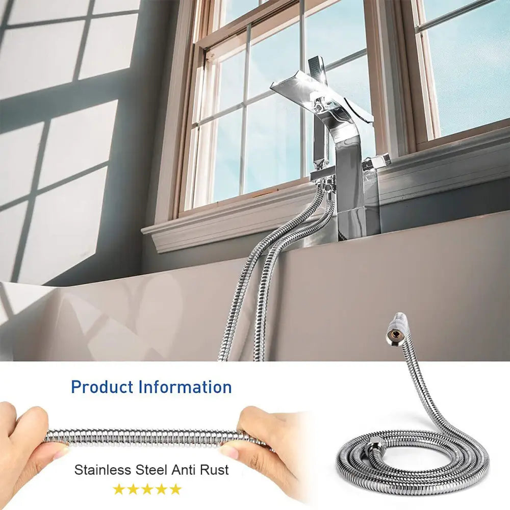 5 FT Handheld Shower Head Hose 1.5m Bathroom Stainless Steel Shower Water Tube - Home & Garden > Bathroom Accessories >