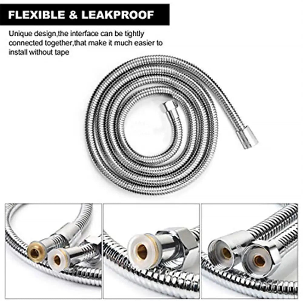 5 FT Handheld Shower Head Hose 1.5m Bathroom Stainless Steel Shower Water Tube - Home & Garden > Bathroom Accessories >