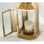 5 Pack of Gold Metal Miners Lantern Summer Xmas Wedding Home Party Room Balconey Deck Decoration 21cm Tealight Candle