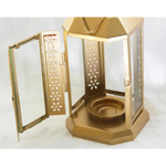 5 Pack of Gold Metal Miners Lantern Summer Xmas Wedding Home Party Room Balconey Deck Decoration 21cm Tealight Candle
