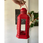 5 Pack of Red Metal Miners Lantern Summer Xmas Wedding Home Party Room Balconey Deck Decoration 21cm Tealight Candle
