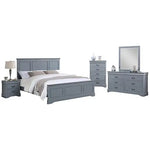 5 Pieces Bedroom Suite in Solid Wood & MDF Queen Size Grey Colour Bed Bedside Table Dresser & Tallboy - Furniture >