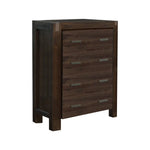 5 Pieces Bedroom Suite in Solid Wood Veneered Acacia Construction Timber Slat Double Size Chocolate Colour Bed Bedside