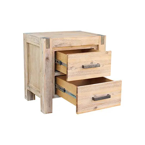 5 Pieces Bedroom Suite in Solid Wood Veneered Acacia Construction Timber Slat Single Size Oak Colour Bed Bedside Table