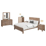 5 Pieces Bedroom Suite in Solid Wood Veneered Acacia Construction Timber Slat Single Size Oak Colour Bed Bedside Table