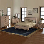 5 Pieces Bedroom Suite King Size Silver Brush in Acacia Wood Construction Bed Bedside Table Tallboy & Dresser