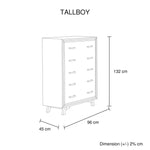 5 Pieces Bedroom Suite King Size Silver Brush in Acacia Wood Construction Bed Bedside Table Tallboy & Dresser