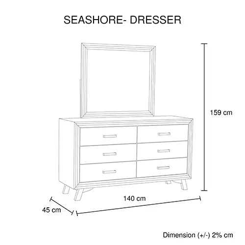 5 Pieces Bedroom Suite Queen Size Silver Brush in Acacia Wood Construction Bed Bedside Table Tallboy & Dresser