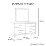 5 Pieces Bedroom Suite Queen Size Silver Brush in Acacia Wood Construction Bed Bedside Table Tallboy & Dresser