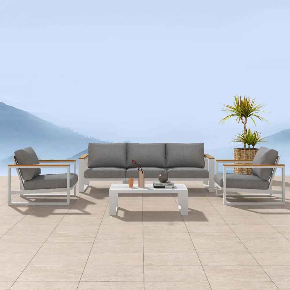 5 Seater Grandeur Lounge Suite – White - Furniture > Outdoor