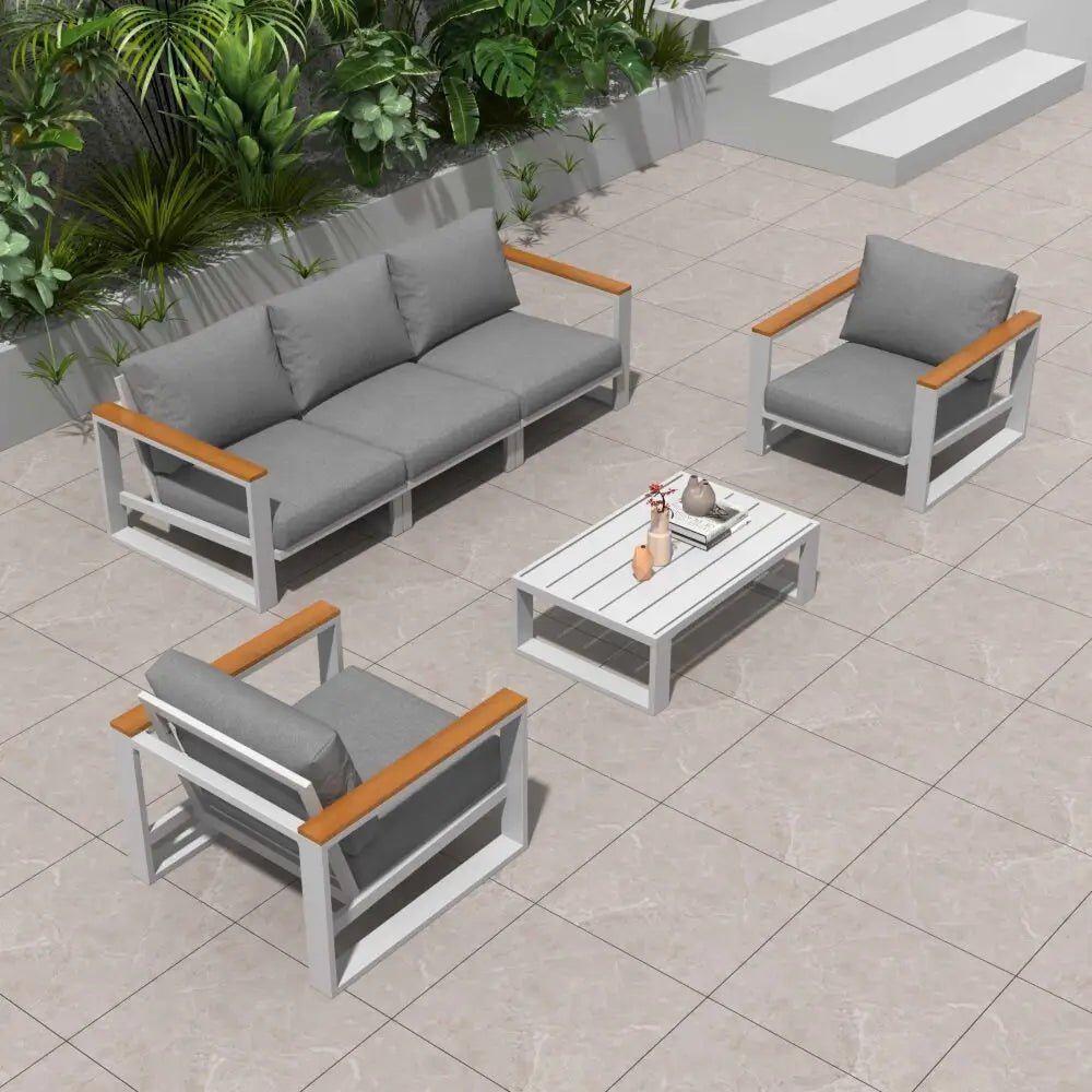 5 Seater Grandeur Lounge Suite – White - Furniture > Outdoor