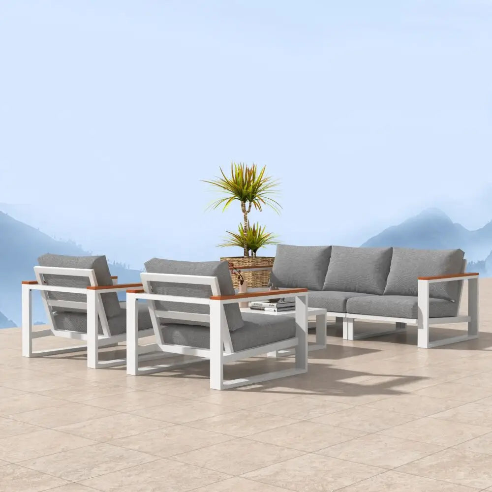 5 Seater Grandeur Lounge Suite – White - Furniture > Outdoor