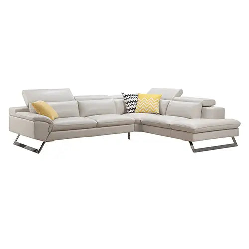 5 Seater Lounge Cream Colour Leatherette Corner Sofa Couch with Chaise - Furniture > Sofas