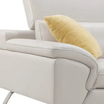 5 Seater Lounge Cream Colour Leatherette Corner Sofa Couch with Chaise - Furniture > Sofas