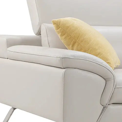 5 Seater Lounge Cream Colour Leatherette Corner Sofa Couch with Chaise - Furniture > Sofas