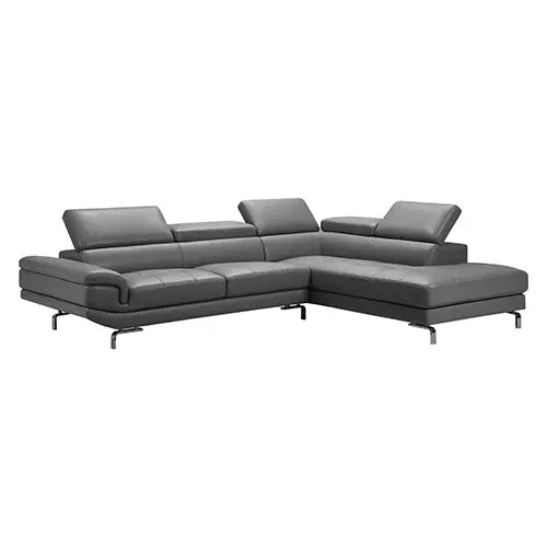 5 Seater Lounge Set Grey Colour Leatherette Corner Sofa for Living Room Couch with Chaise - Furniture > Bar Stools &
