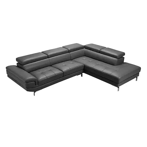 5 Seater Lounge Set Grey Colour Leatherette Corner Sofa for Living Room Couch with Chaise - Furniture > Bar Stools &